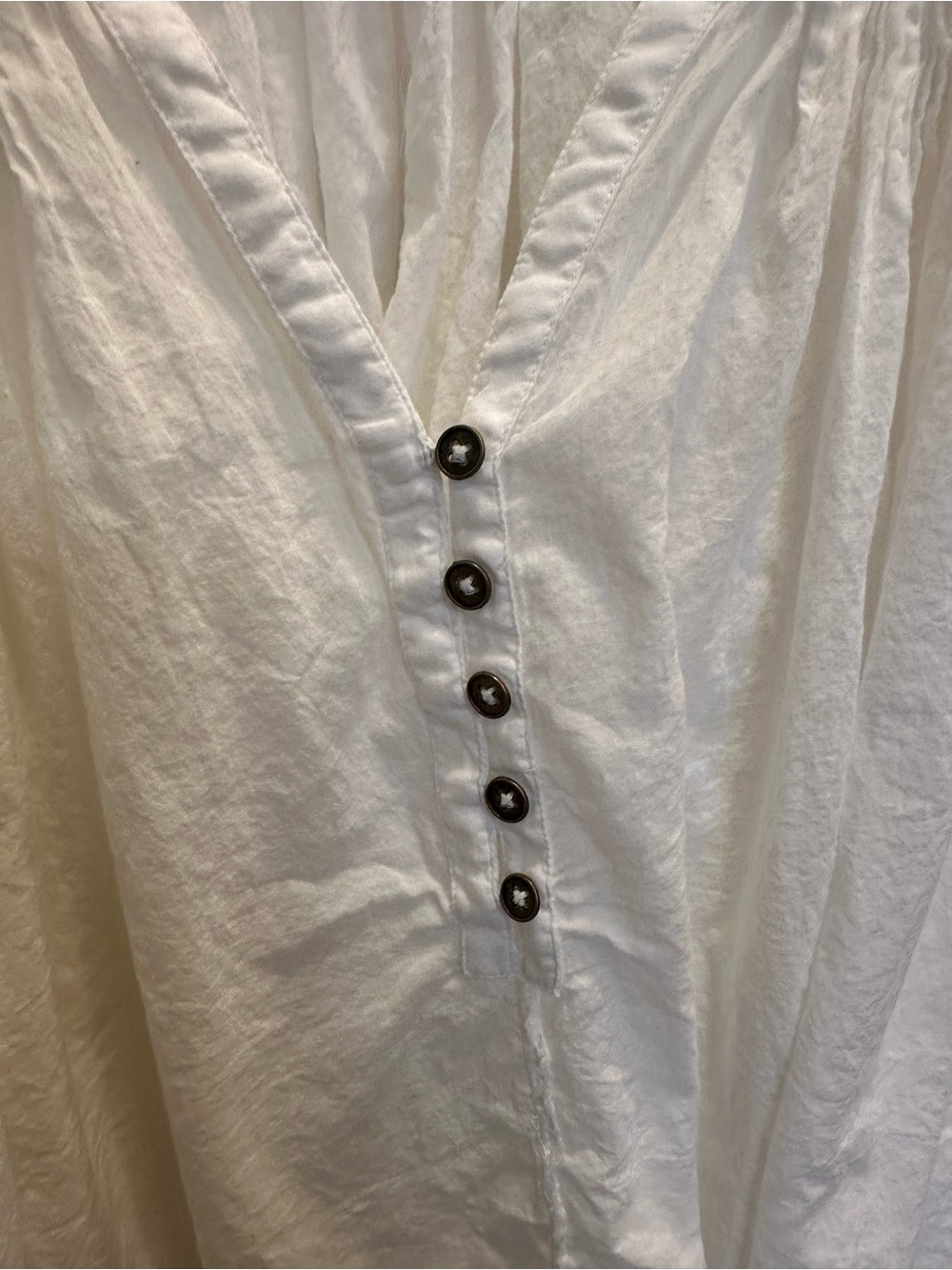 Free People- White Long-Sleeve Henley Peasant Top with Button Front - Picture 2 of 6